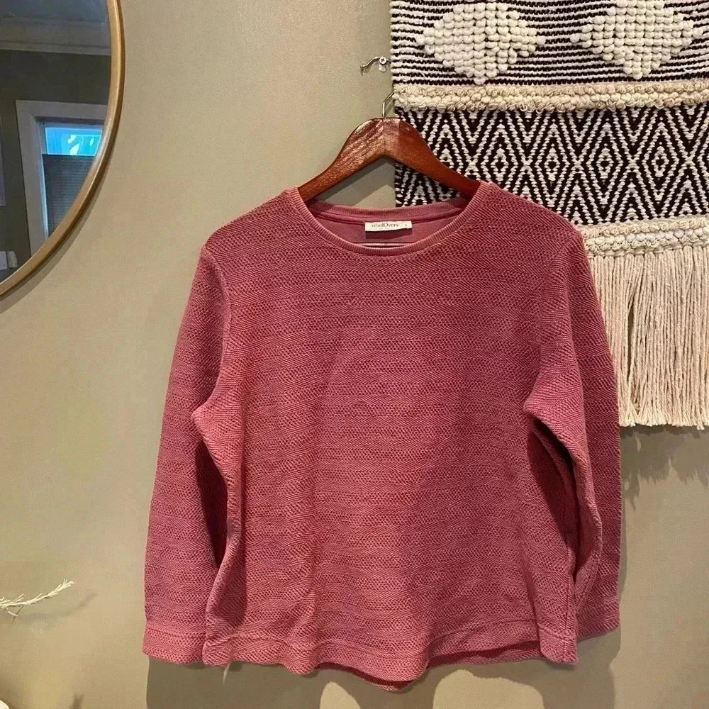 WOOLOVERS BLUSH ROSE PINK SWEATER SIZE LARGE